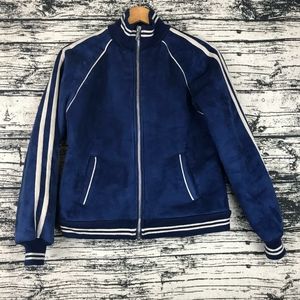 M/L Blue Letterman Jacket Suede Feel